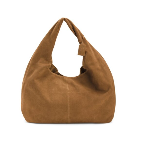 MADE IN INDIA Medium Brown Suede Drapey Hobo - Picture 1 of 2
